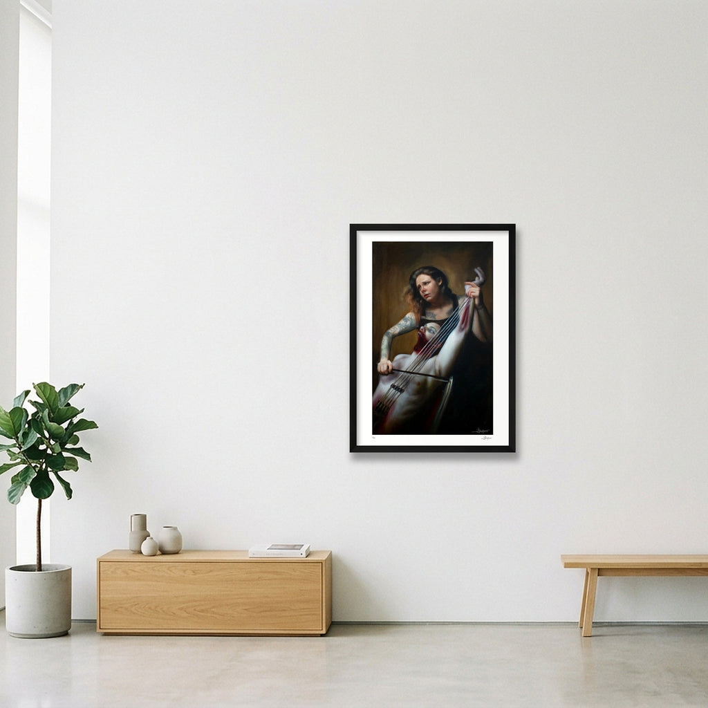 The Cellist — A2 (42×59cm, 17×23") Black Frame