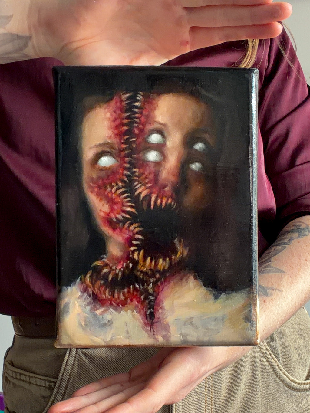 Tiny horror 2: Teeth Oil Painting - Original